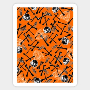 HAPPY Halloween Skeleton Illustration Orange Sticker